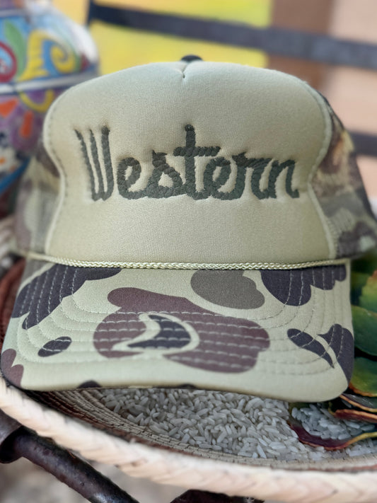 Camo Stitched Western Cap