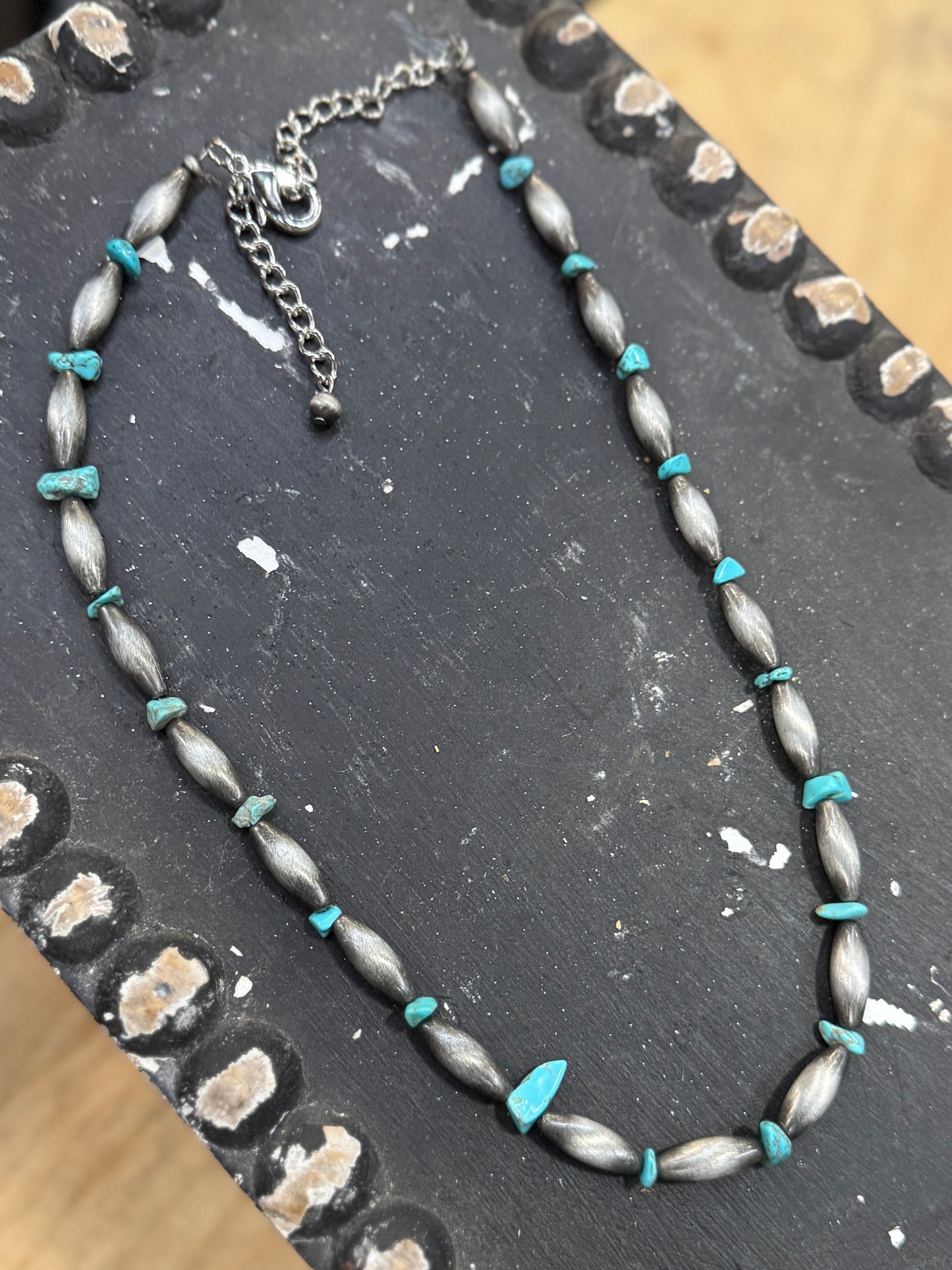 Barrel & Turquoise Necklace