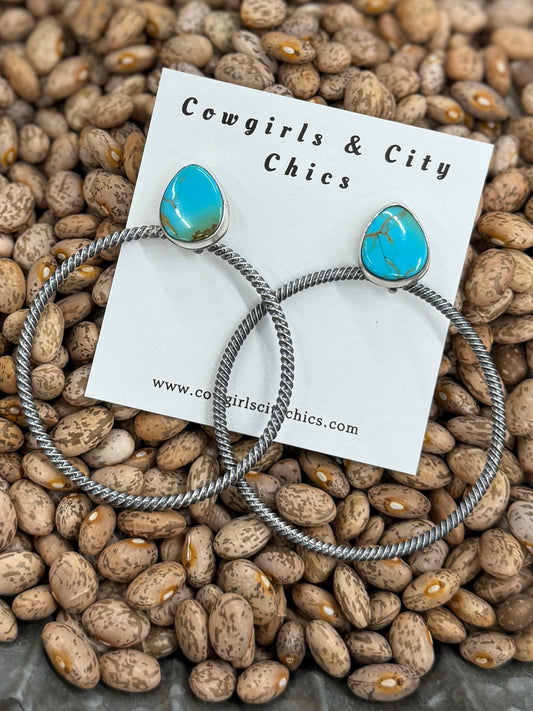 {JLO} Turquoise Post Hoop Earrings