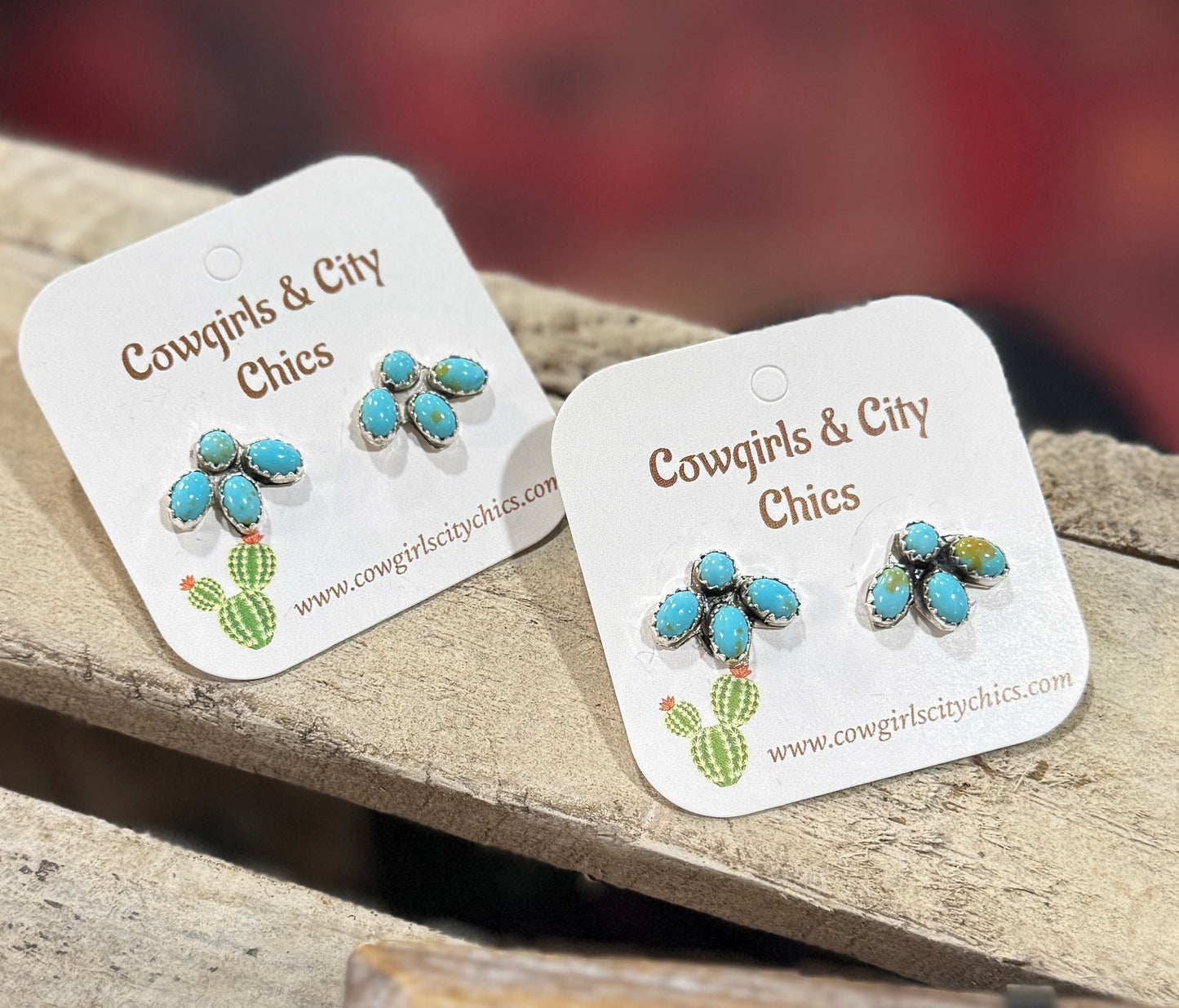 Small Turquoise Cluster Stud Earrings