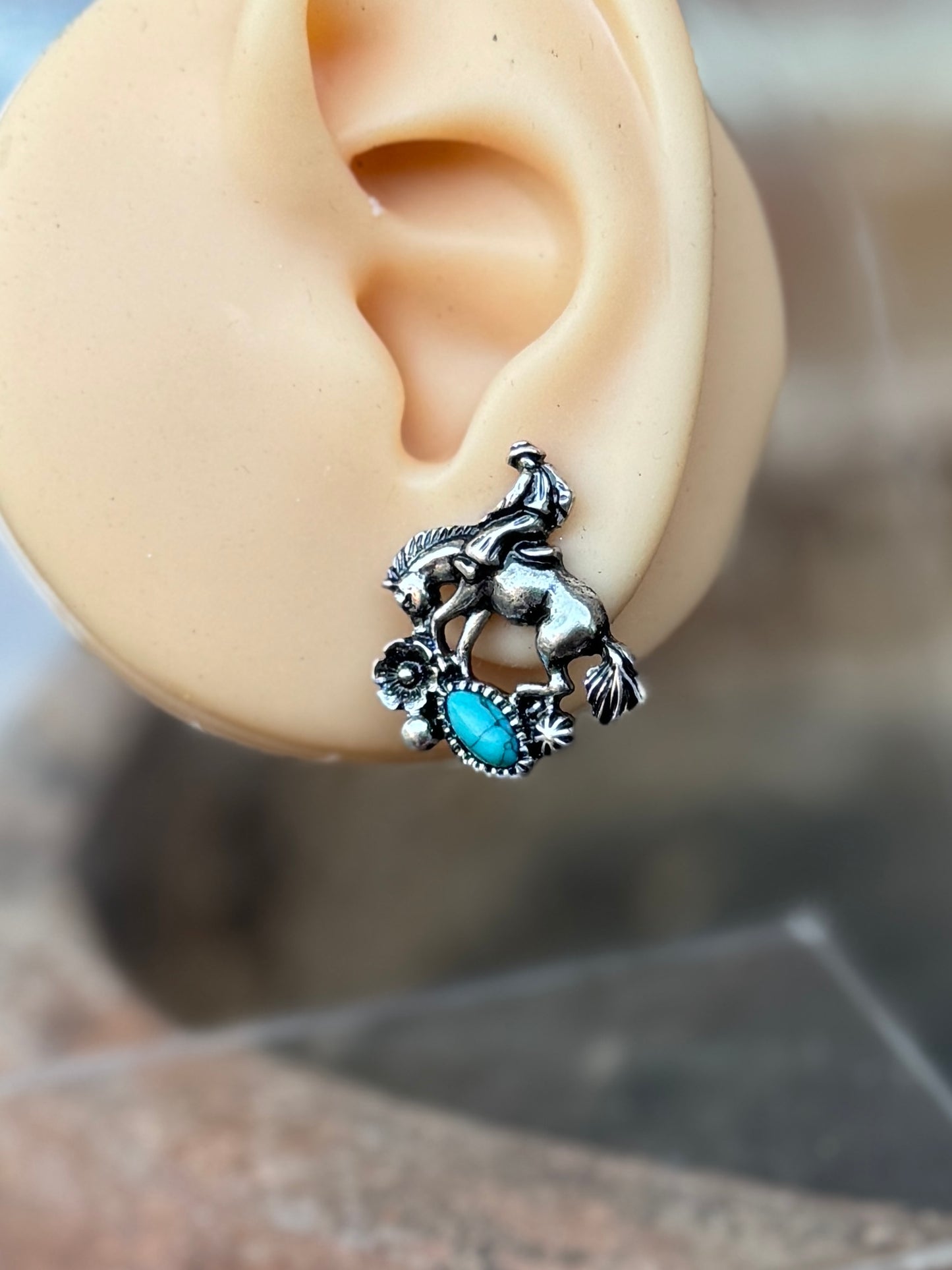 Buckin' Horse Stone Earrings