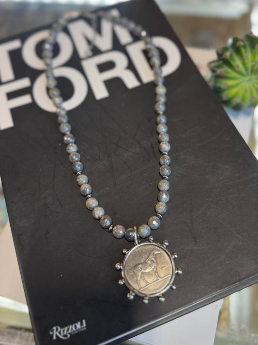 {Midnight Rider} Equestrian Coin Necklace