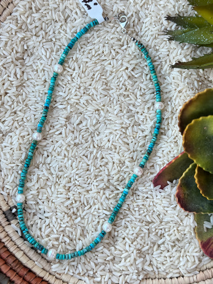 Pearls & Turquoise Beaded Necklace