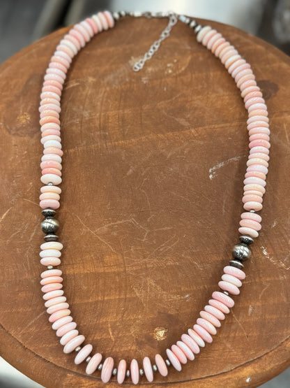 Pink Conch Disc Necklace