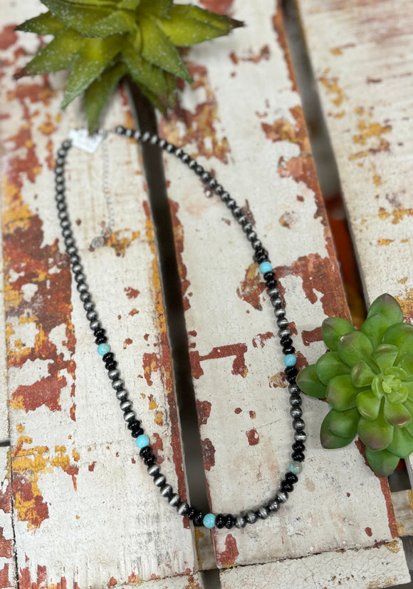 Black & Turquoise Pearl Necklace