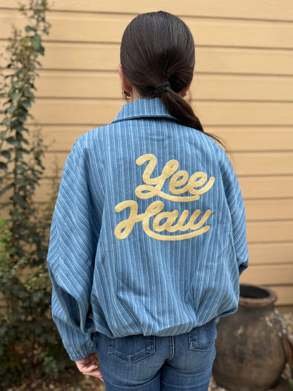 Yee Haw Pinstripe Denim Jacket