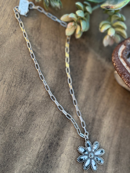 White Flower Blossom Necklace