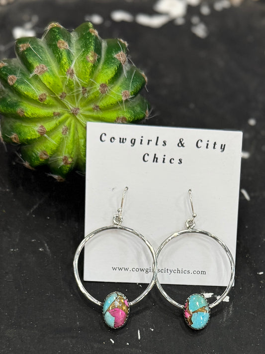 Cotton Candy Oval Hoop Earring