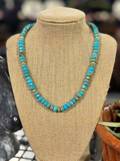 Turquoise & Gold Stone Necklace