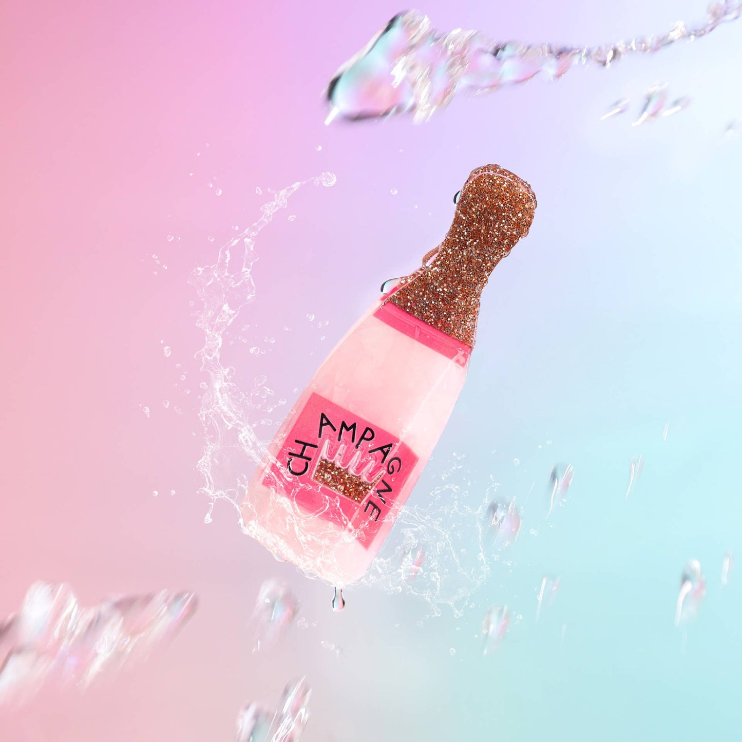 Glitter Pink Champagne Bottle Hair Clip