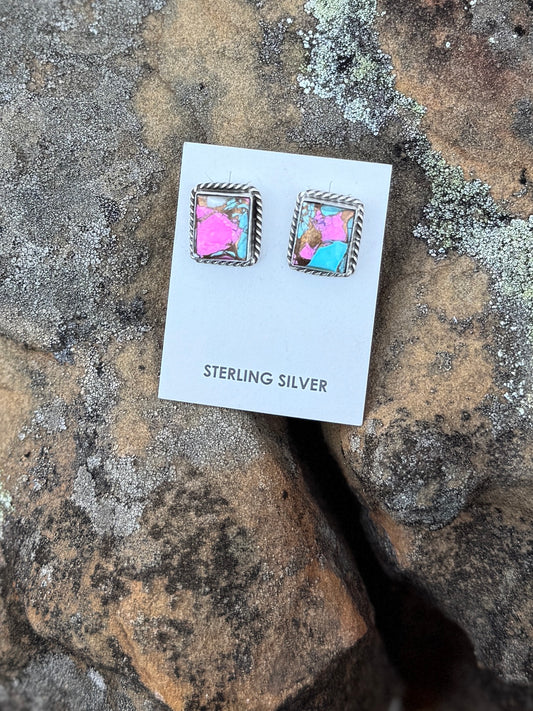 {Candyman} Cotton Candy Square Earrings