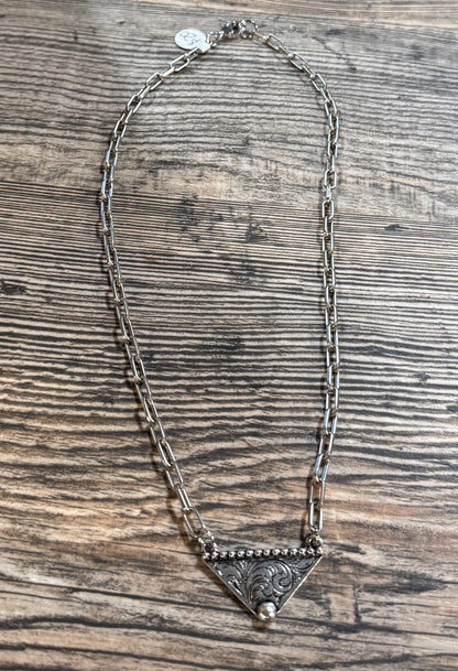 Stamped Triangle Necklace