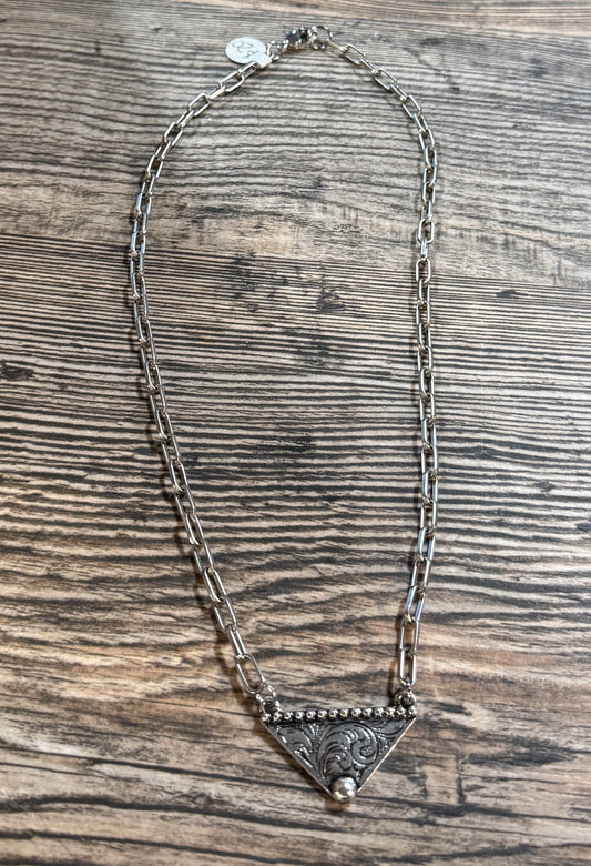 Stamped Triangle Necklace