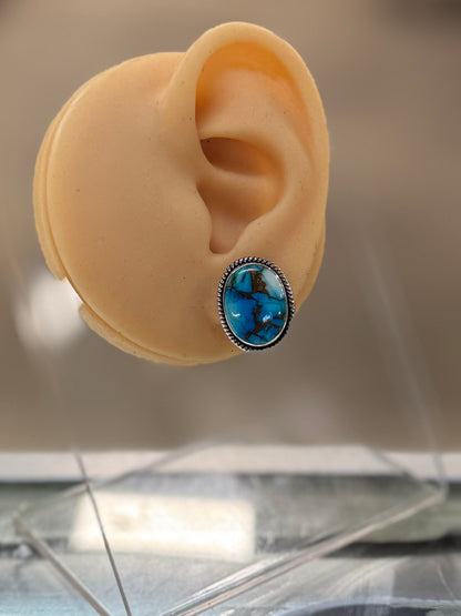 Ice Blue Dahlia Sterling Studs