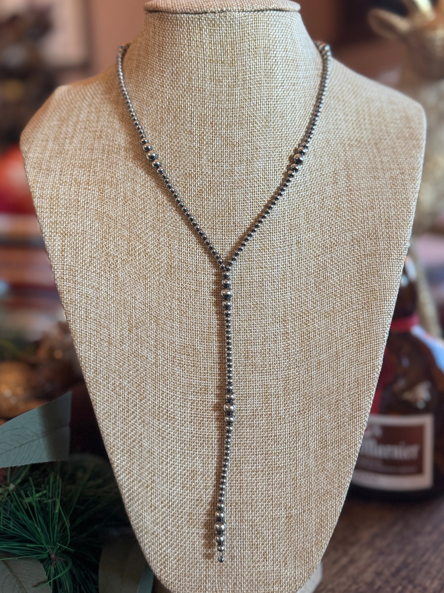 Y {Lariat} Silver Navajo Pearl Necklace