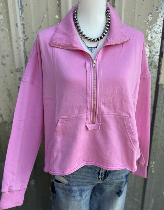 Pink Quarter Zip Sweatshirt