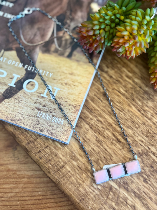 Pink Conch Triple Bar Necklace