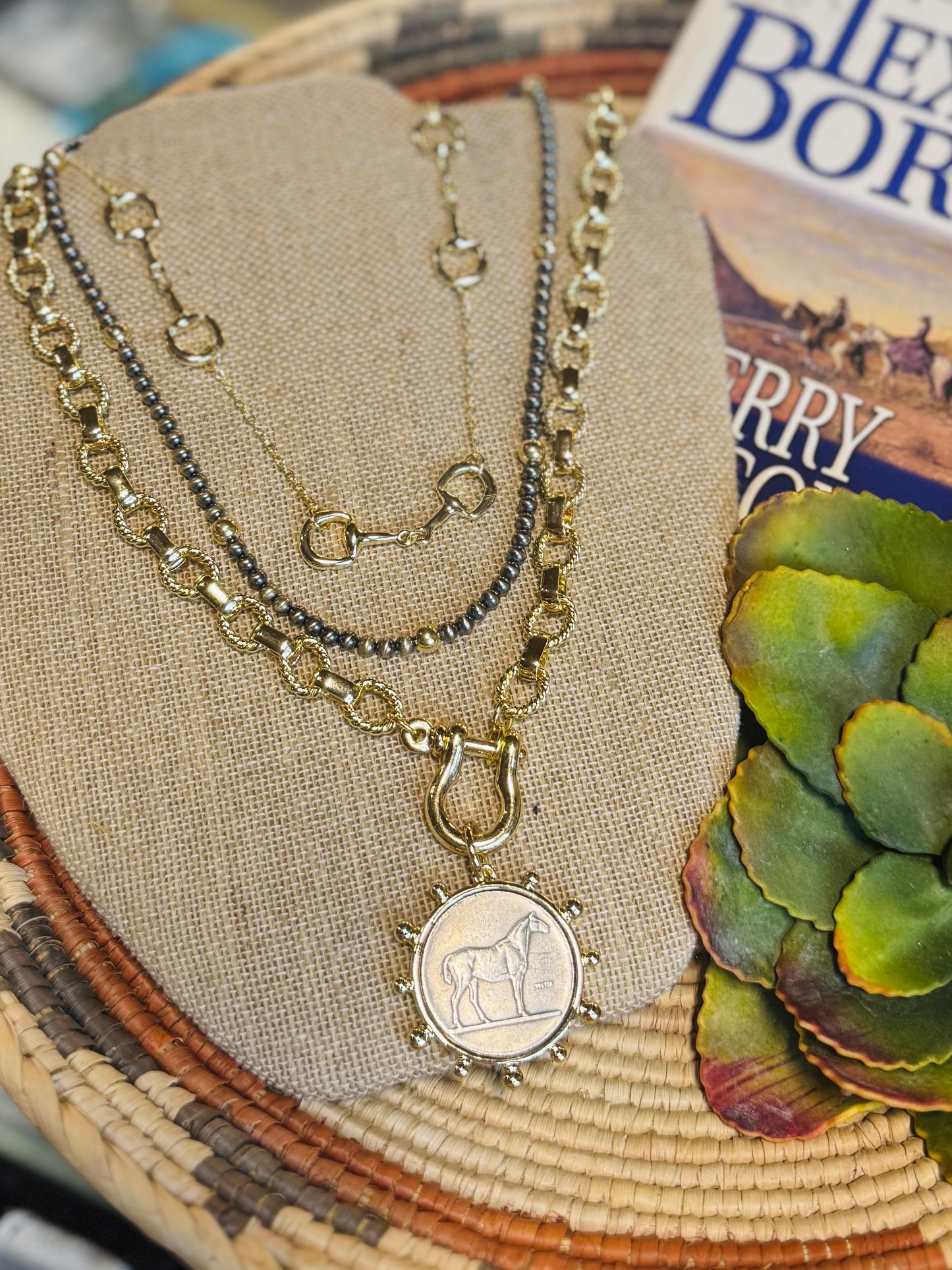 Equestrian Coin Toggle Necklace