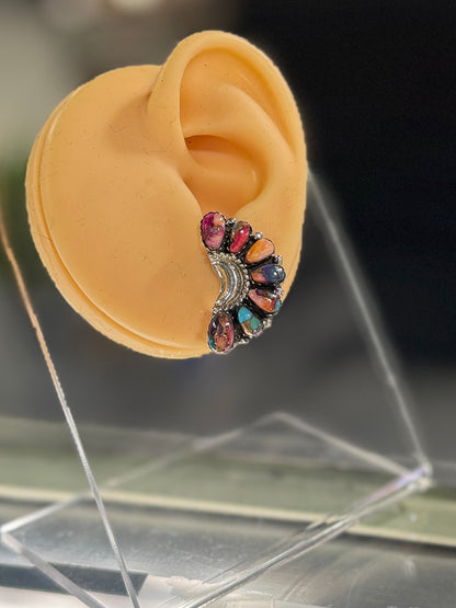 Side Dahila Cluster Stud Earrings