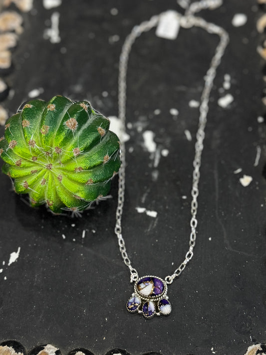 Cluster Lavender Dahila Necklace
