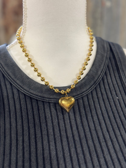 Gold Bubble Heart Necklace
