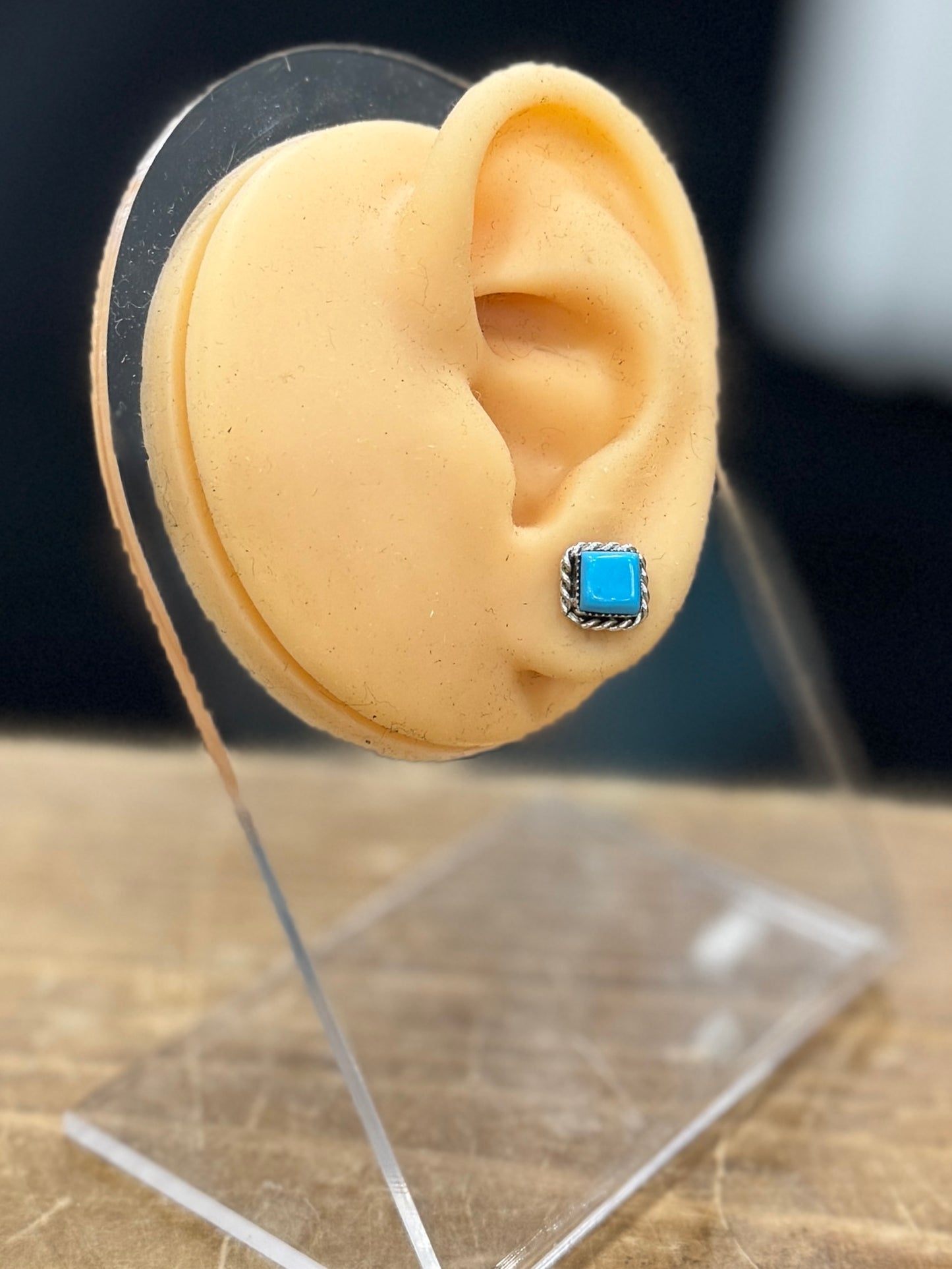 Turquoise Zuni Square Earrings