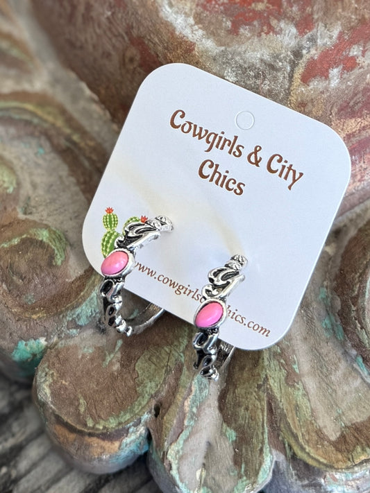 Pink {Y'all} Hoop Earrings