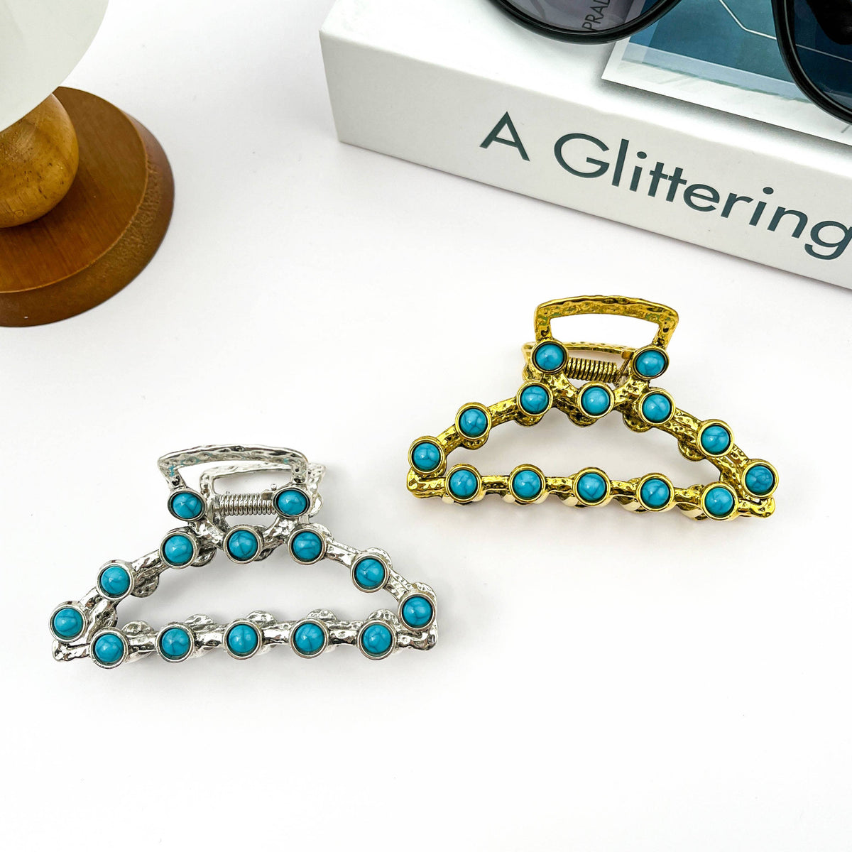 Vintage Turquoise Metal Claw Clip
