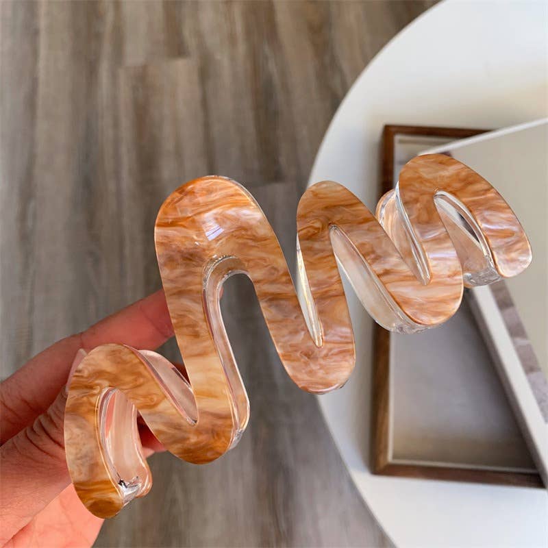 Large Wave-Shaped Pearl Hair Clips
