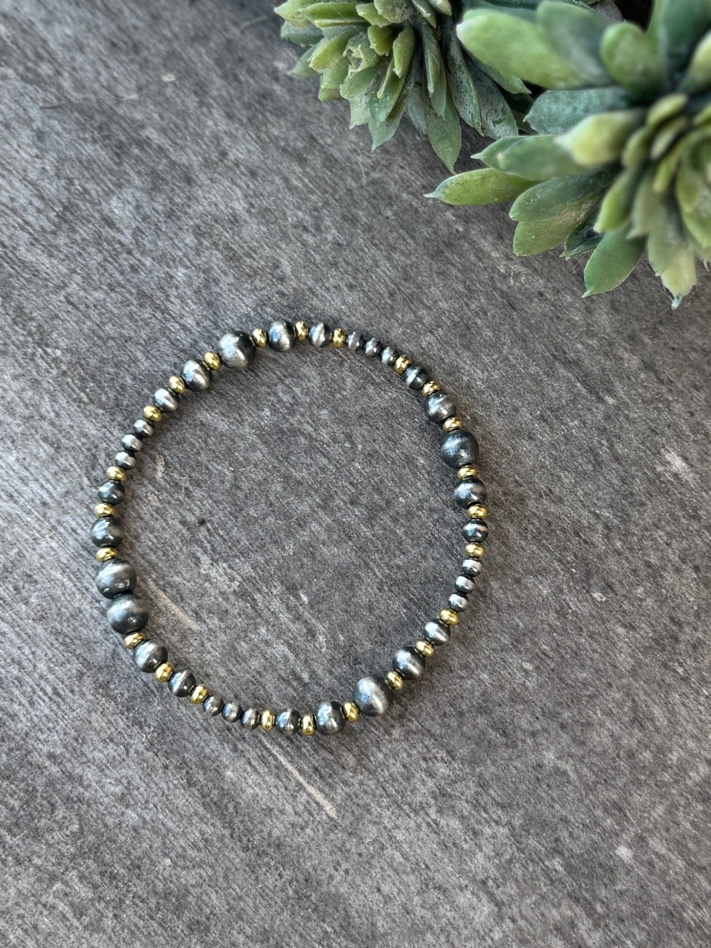 3-6mm Gold Filled & Sterling Pearl Bracelet (Stretch) - Cowgirls & City Chics
