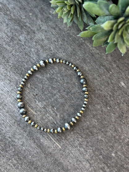 3-6mm Gold Filled & Sterling Pearl Bracelet (Stretch) - Cowgirls & City Chics