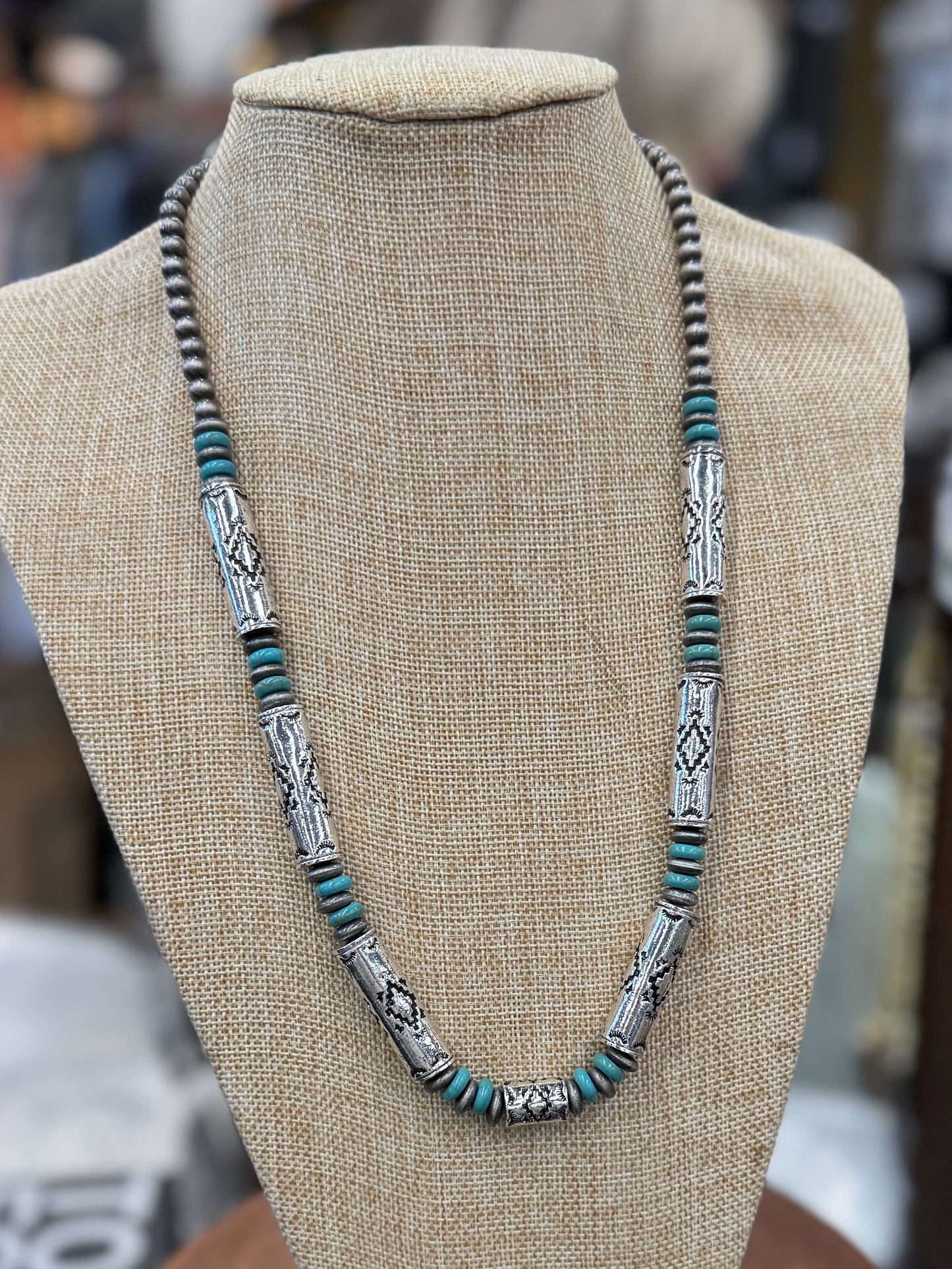 {Cheyenne} Stamped Bead Necklace