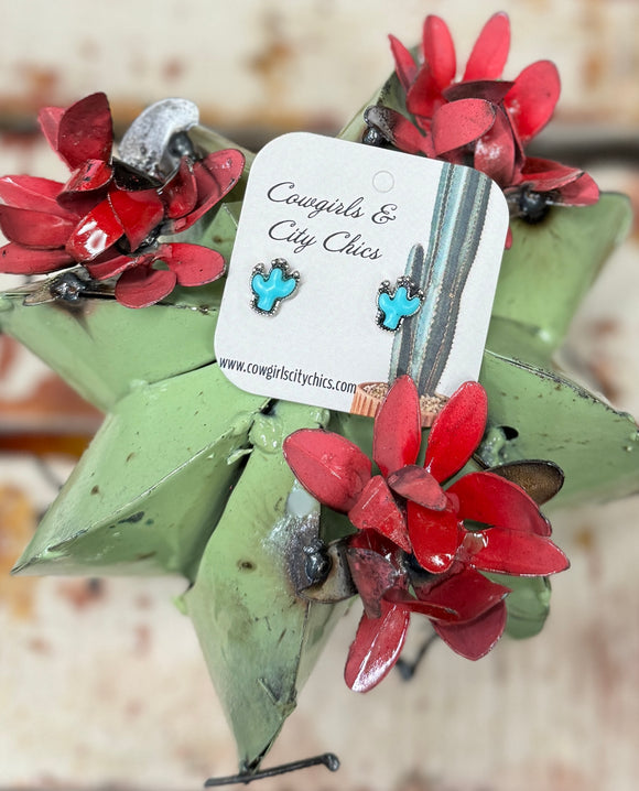 Turquoise Cactus Stud Earrings