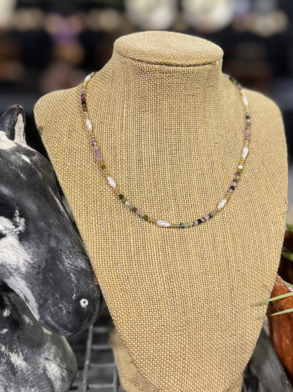 Purple, Pearl & Gold Necklace