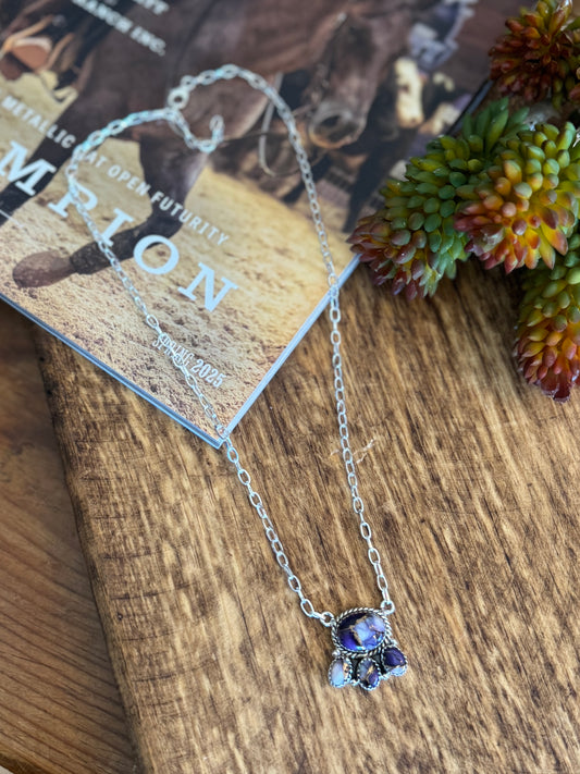 Cluster Violet Rose Necklace