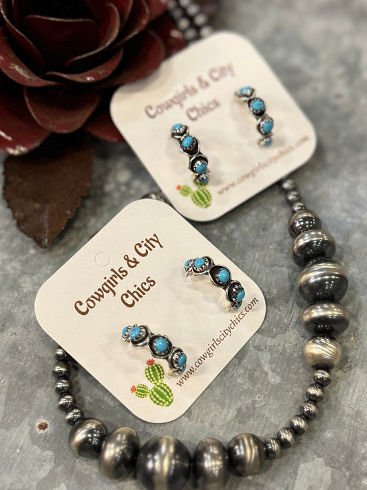 Small Zuni Turquoise Hoop Earrings