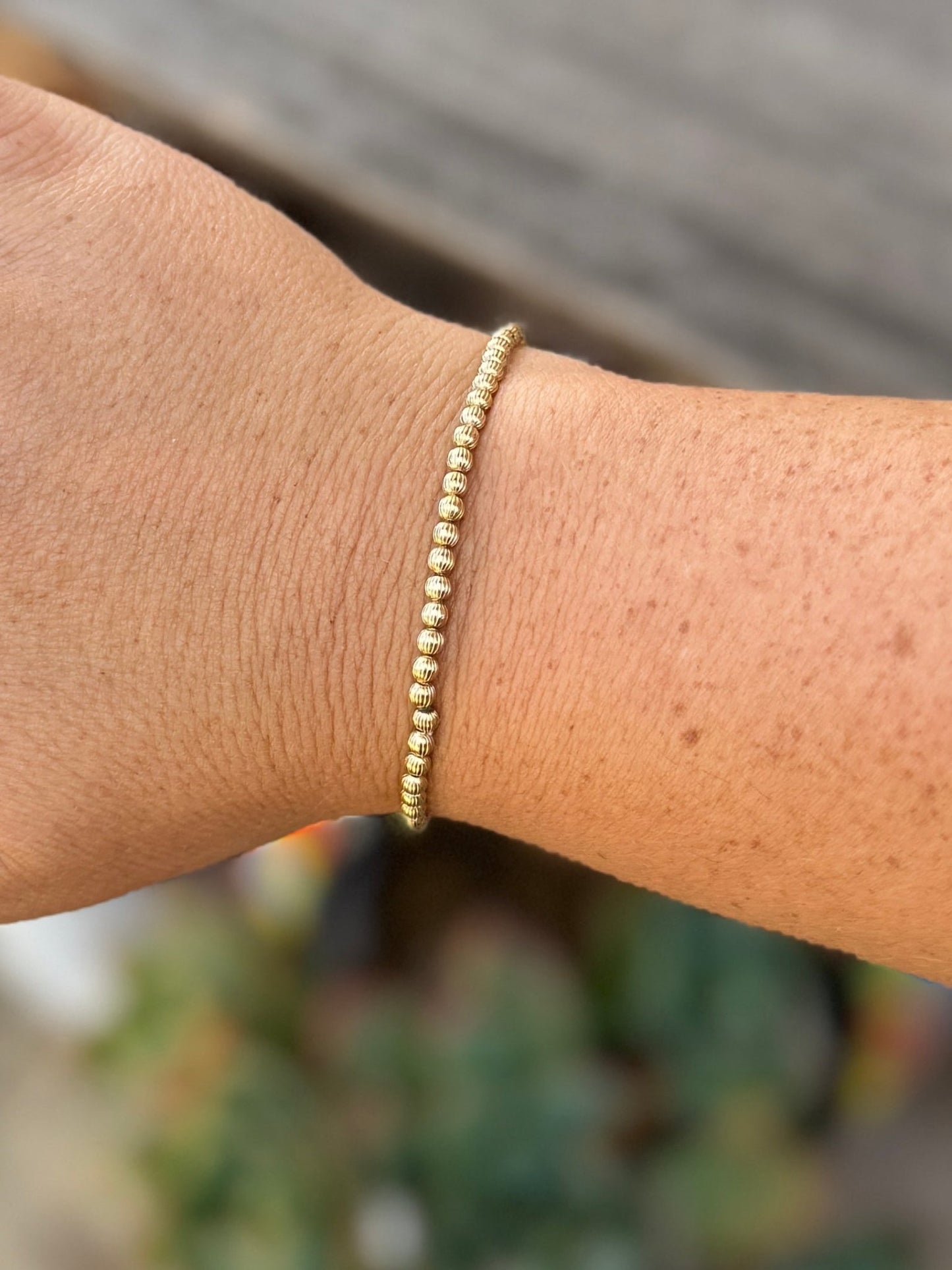 3mm Fluted Gold Filled Pearl Bracelet (Stretch) - Cowgirls & City Chics