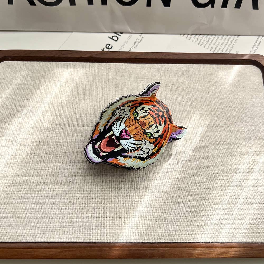 Tiger & Leopard Head Print Hair Claw Wild Animal