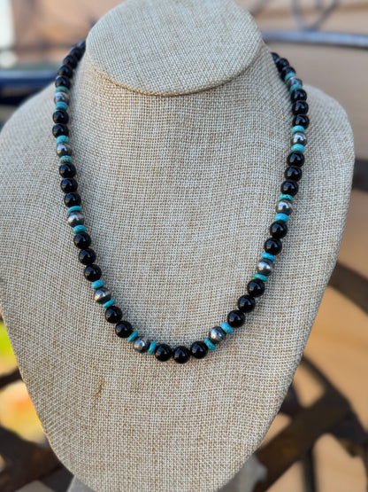 Black Onyx & Turquoise Necklace