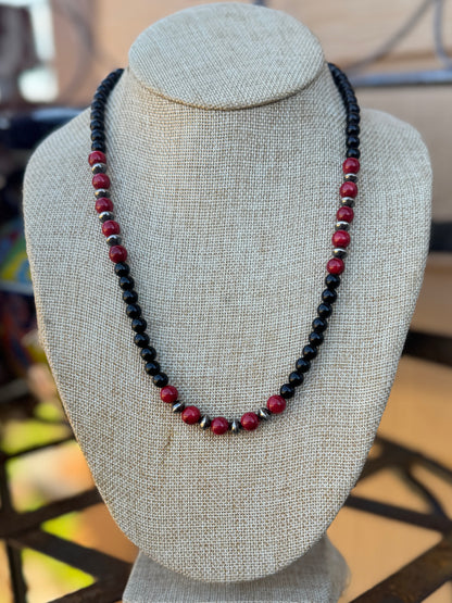Red & Black Beaded Necklace