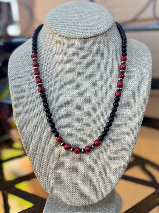 Red & Black Beaded Necklace