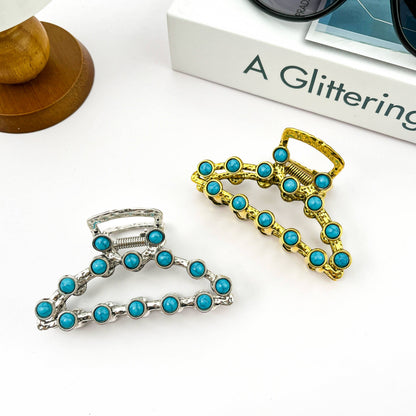 Vintage Turquoise Metal Claw Clip