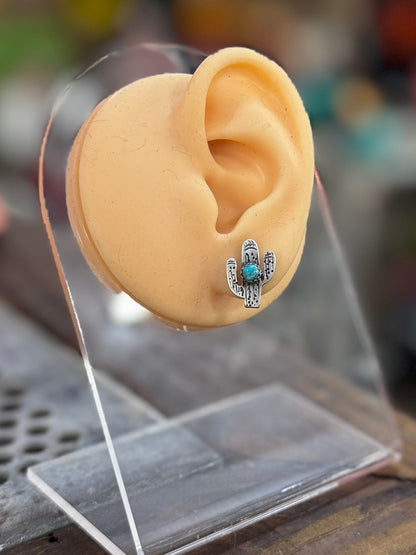 Turquoise Cactus Stud Earrings