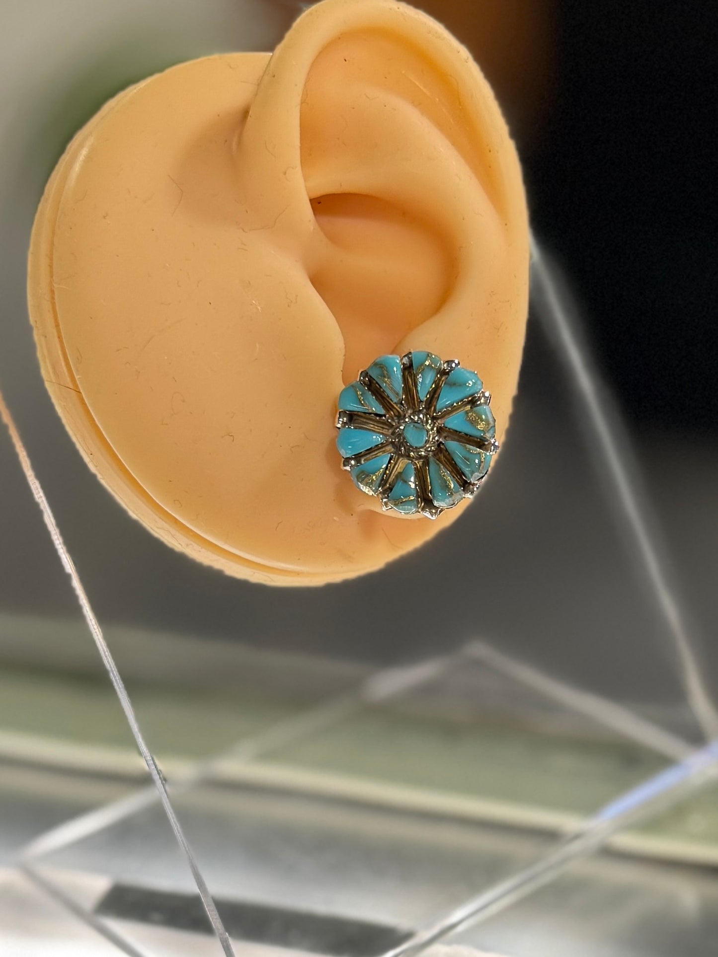 Two-Tone Kingman Cluster Post Earrings