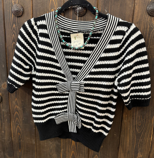 Knit Stripe Bow Top