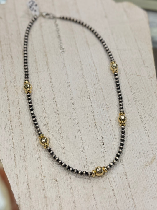 Gold & Silver Pearl Necklace