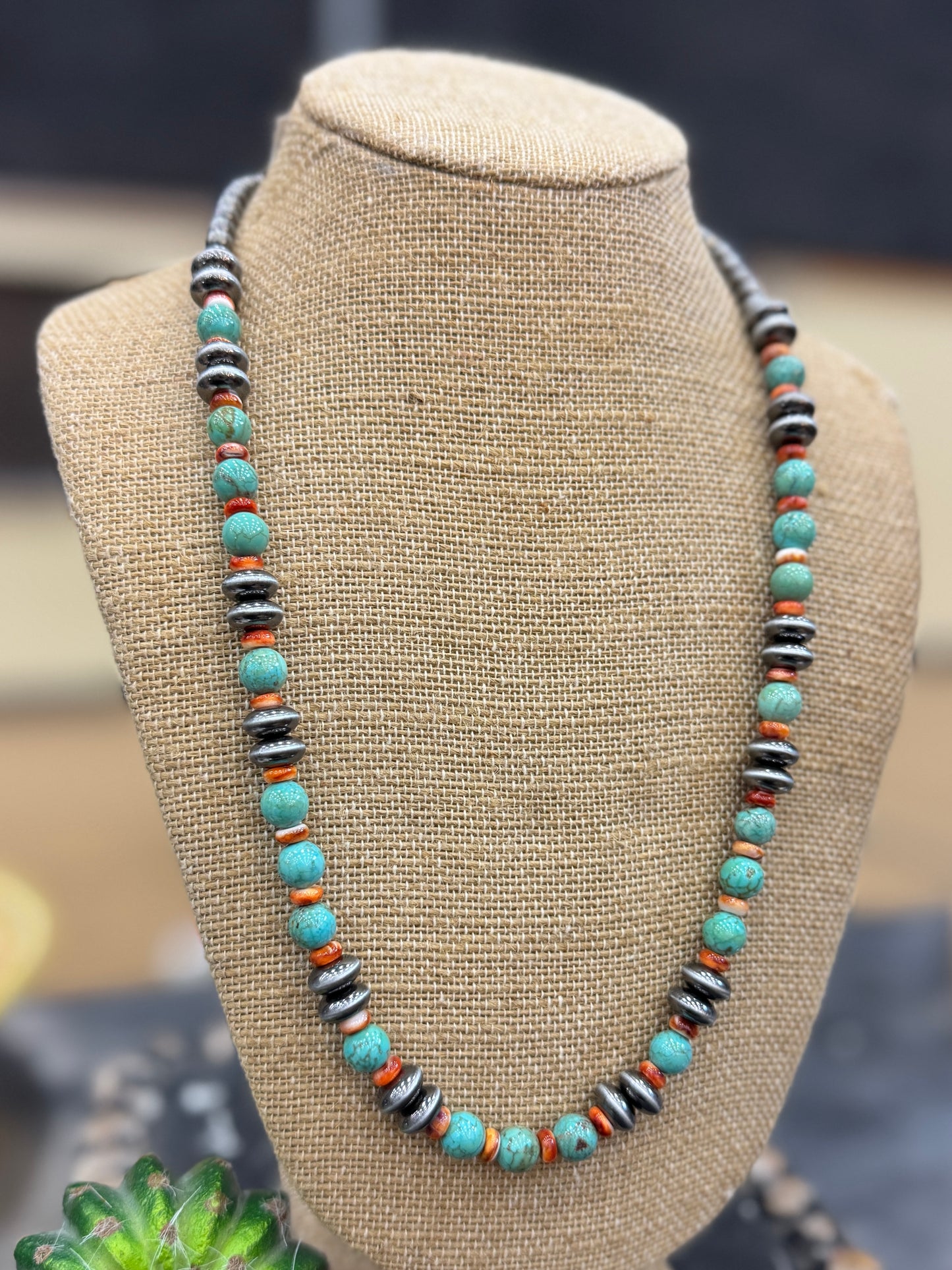 Spiny & Kingman With Pearls Necklace