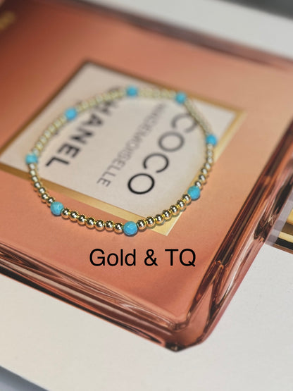 Turquoise & Gold Bead Bracelet