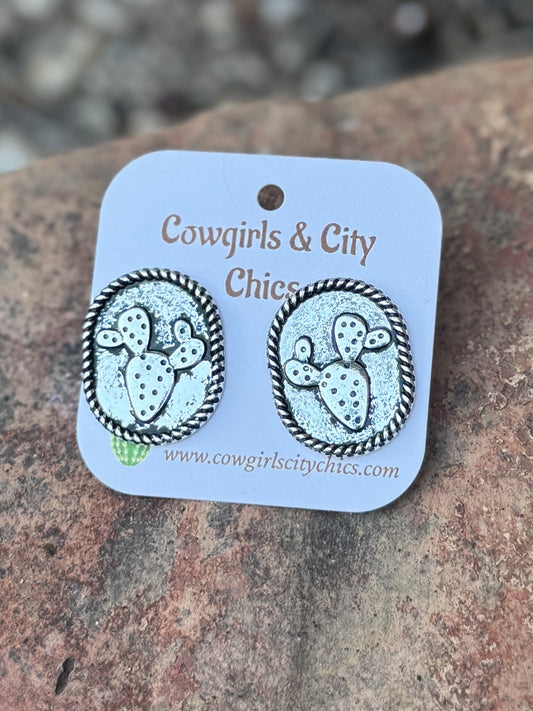 Stamped Cactus Earrings