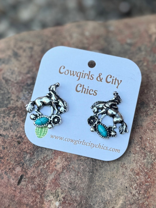 Buckin' Horse Stone Earrings